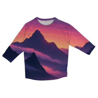 Aurora Peach Mountain Veil stylish quarter sleeve tops