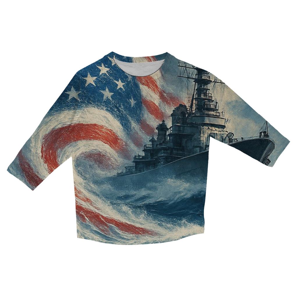 Battleship Wake Flag Surge custom 3/4 sleeve shirts