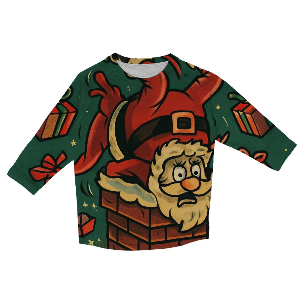 Santa Stuck In Chimney With Rocket Boots designer 3/4 sleeve blouses