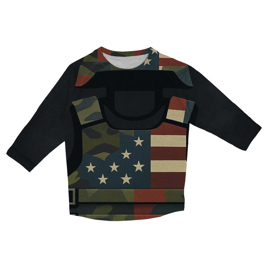 Camouflage And Stripes Armor Mosaic casual three quarter sleeve shirts