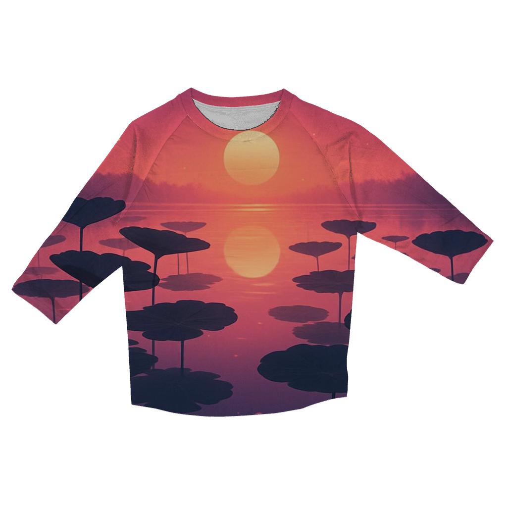 Indigo Lotus Lake Sunset custom 3/4 sleeve shirts