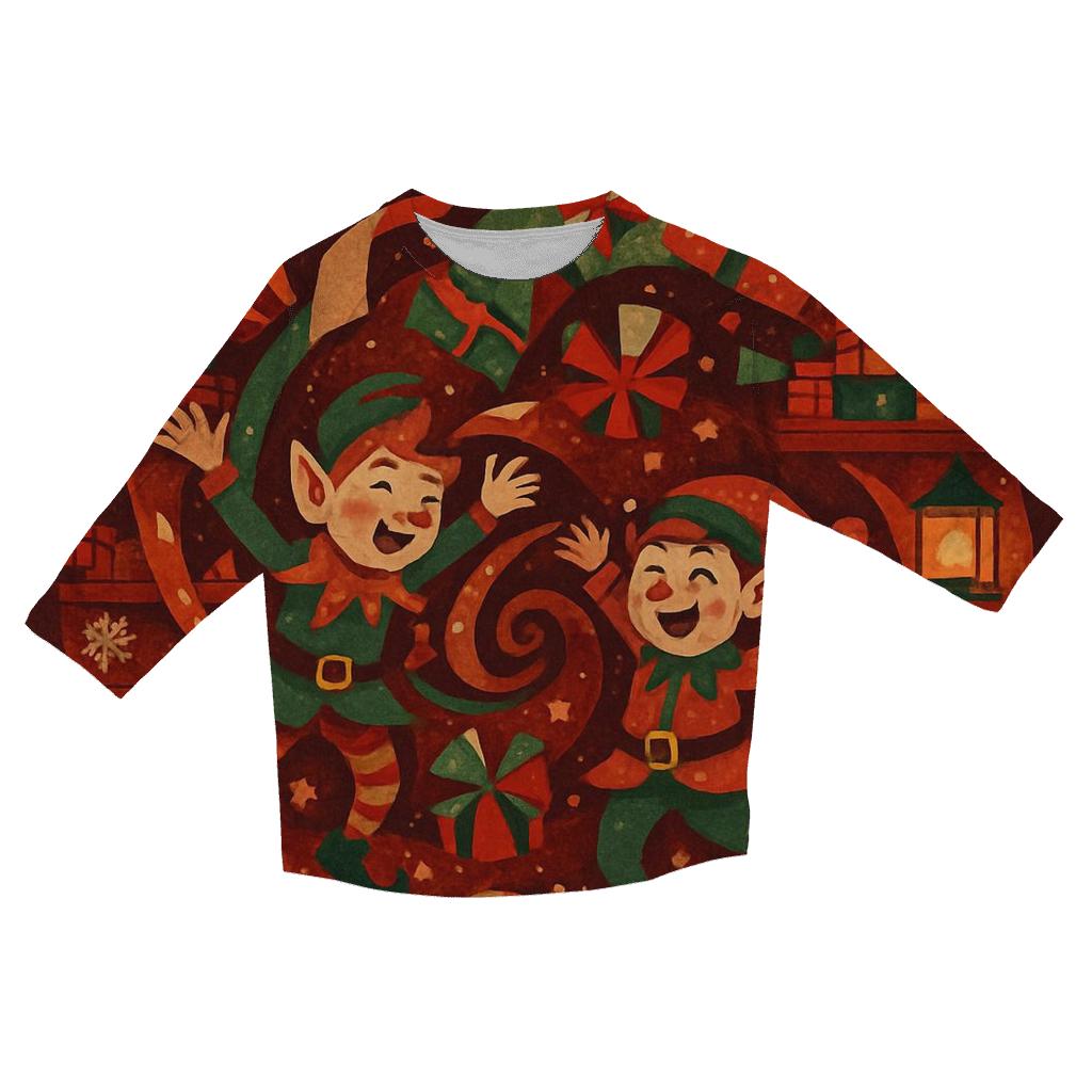 Elf Workshop Gift Wrap Tornado custom 3/4 sleeve shirts