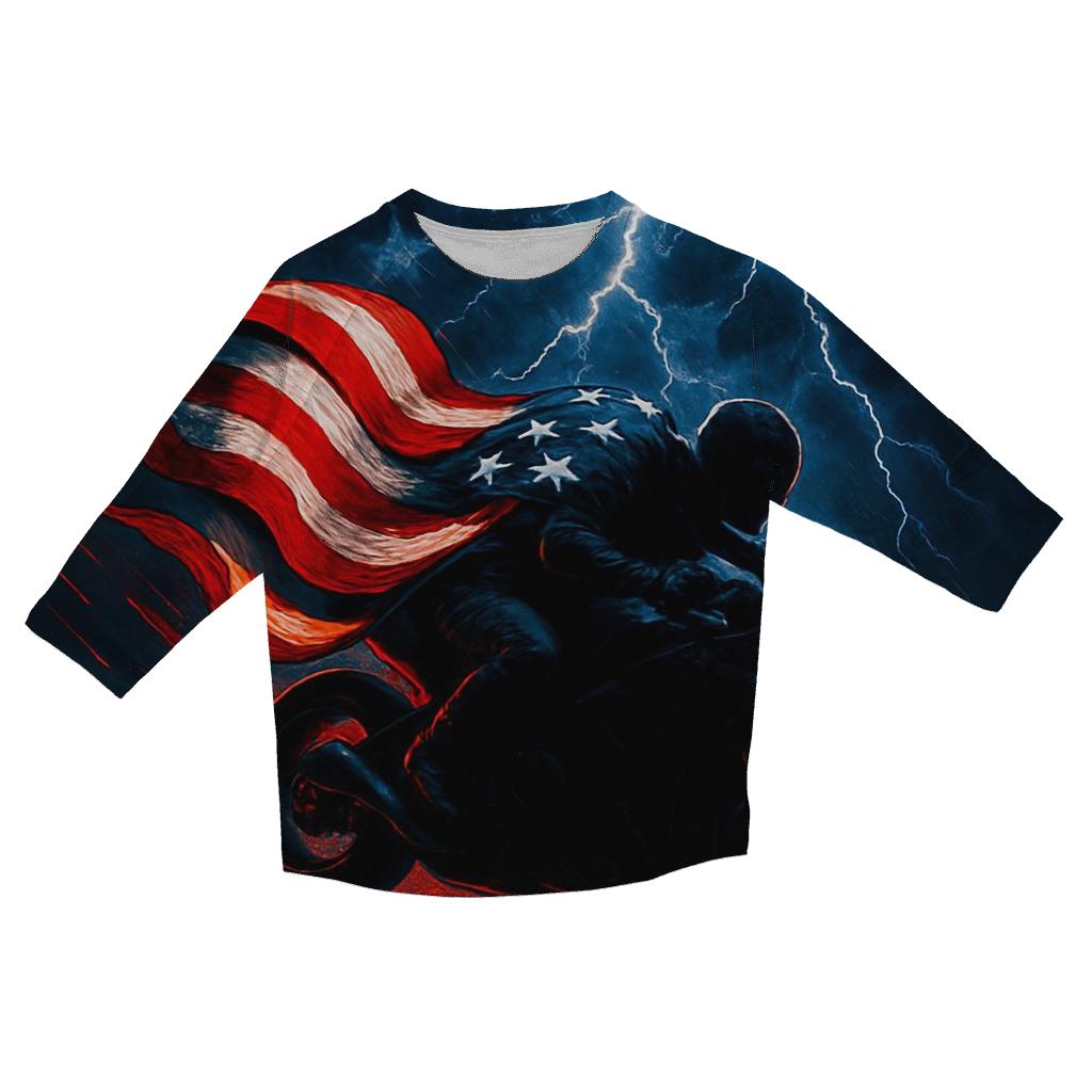Storm Rider Flag Lightning stylish quarter sleeve tops