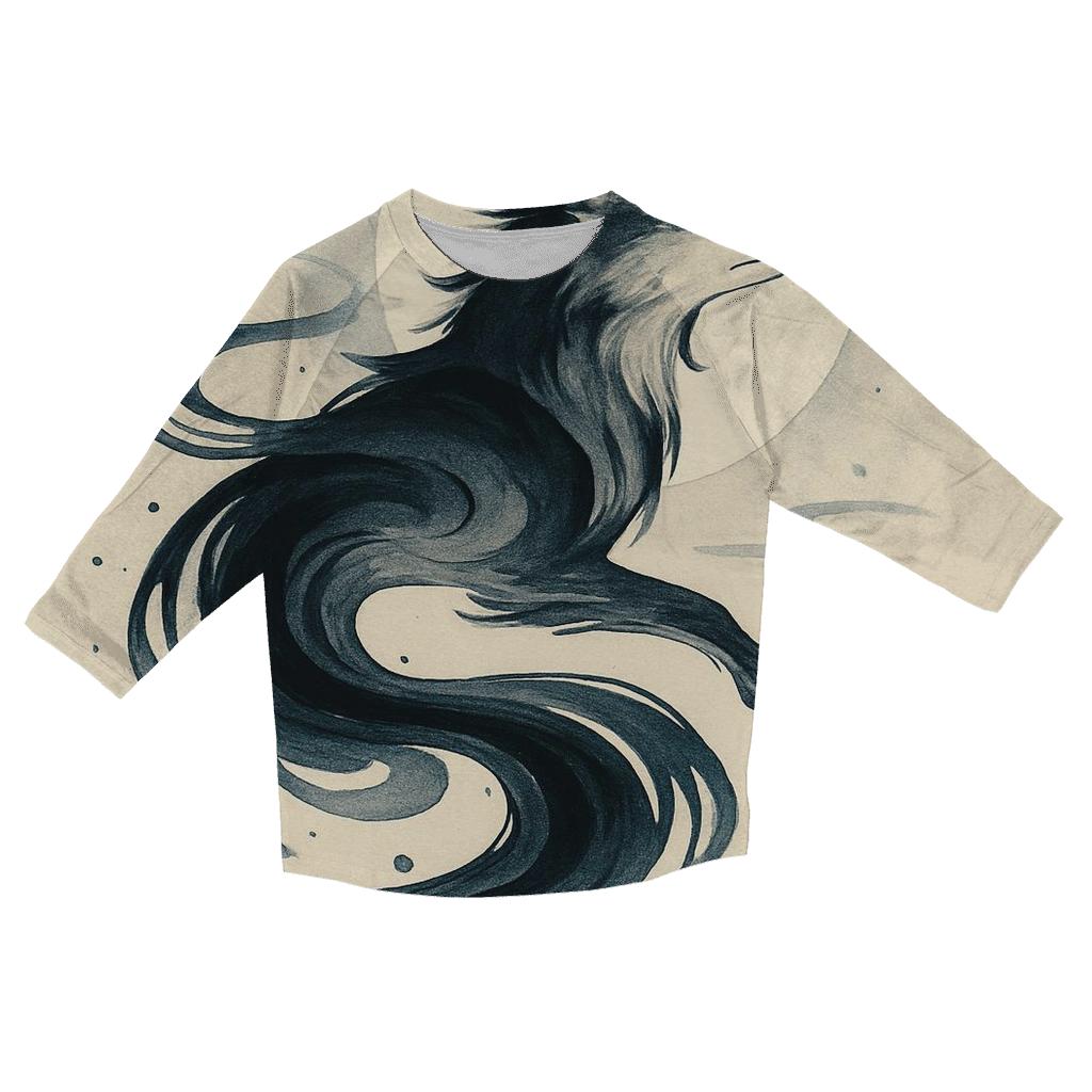 Moonlit Inkwave Spirit Wolf stylish quarter sleeve tops