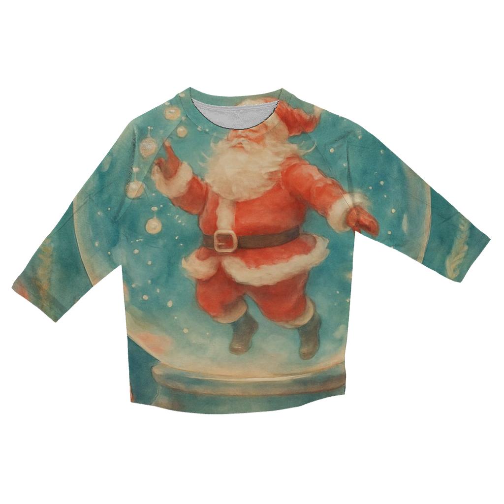 Undersea Santa In Coral Snowglobe casual three quarter sleeve shirts