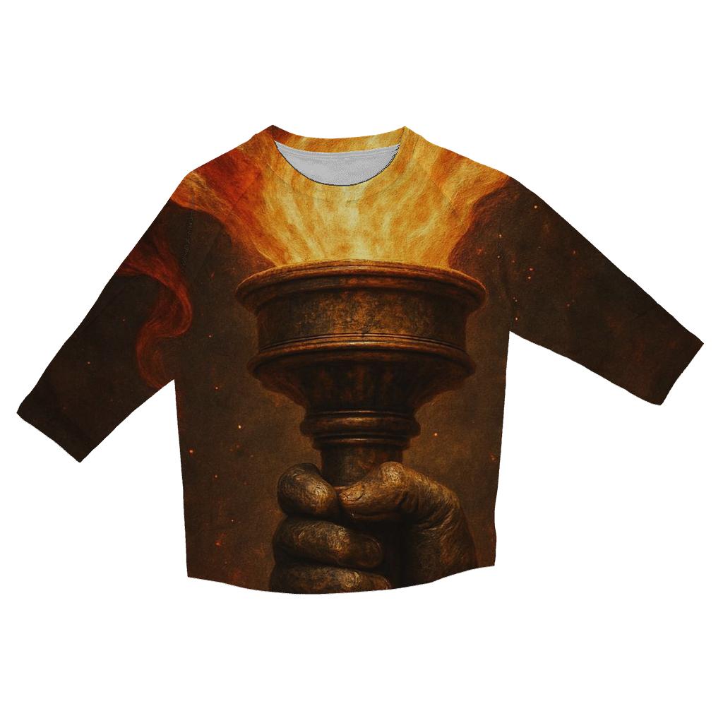 Liberty Torch With Flag Forged Metal Patina printed three quarter sleeve shirts