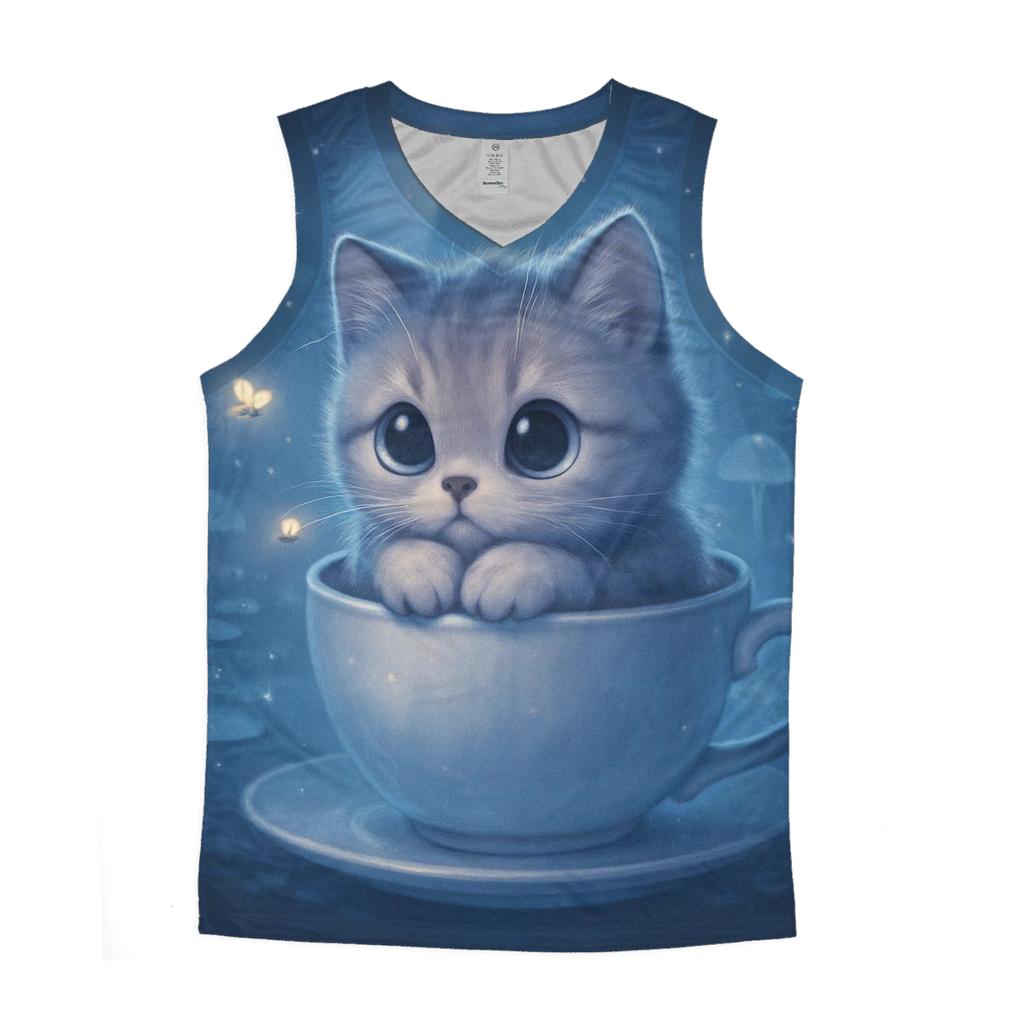 Moonlit Teacup Kitten Reverie sports performance tank tops