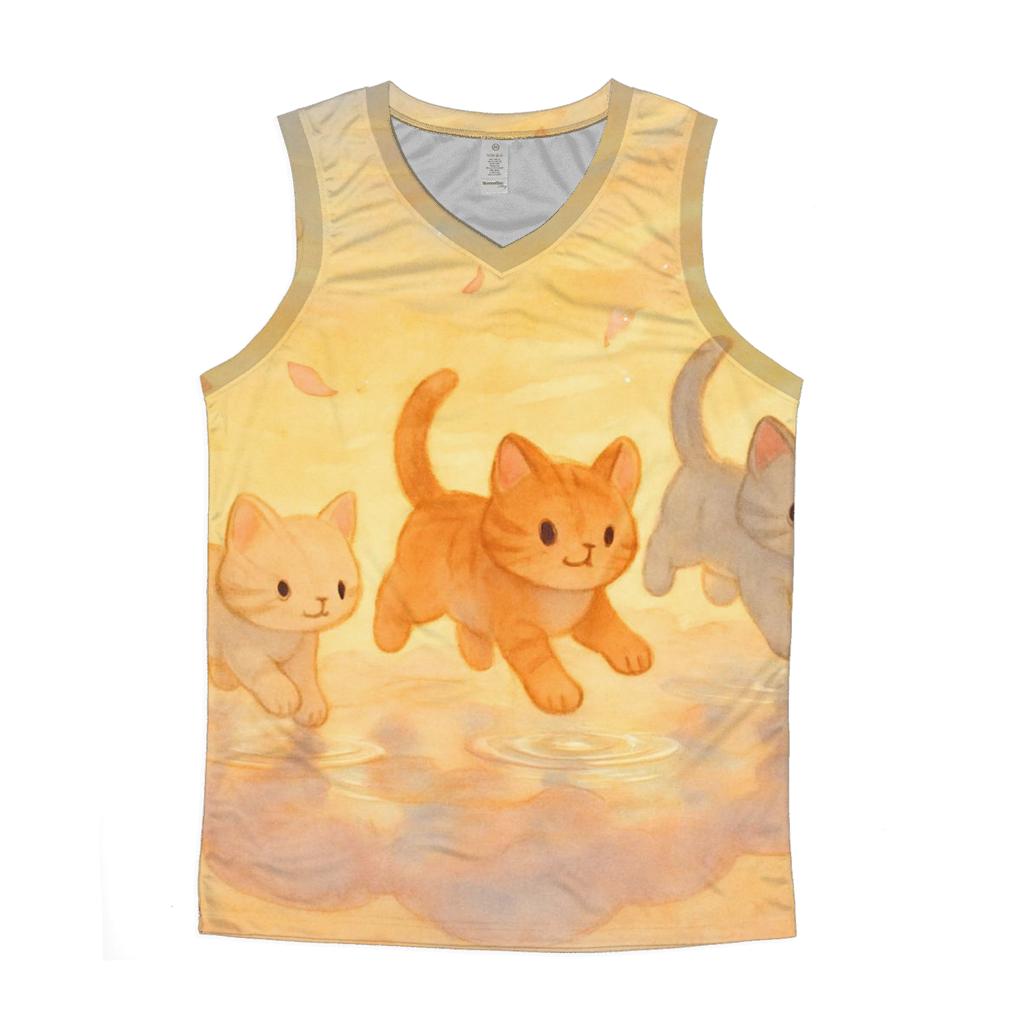 Cloud Puddle Pawprints casual summer tank tops