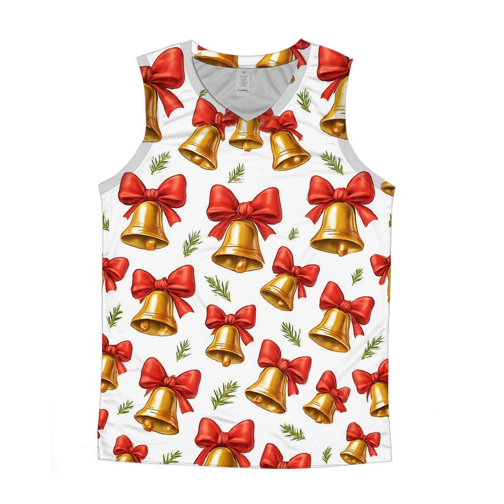 Gold Bell Chevron Cadence On White Background personalized athletic tanks