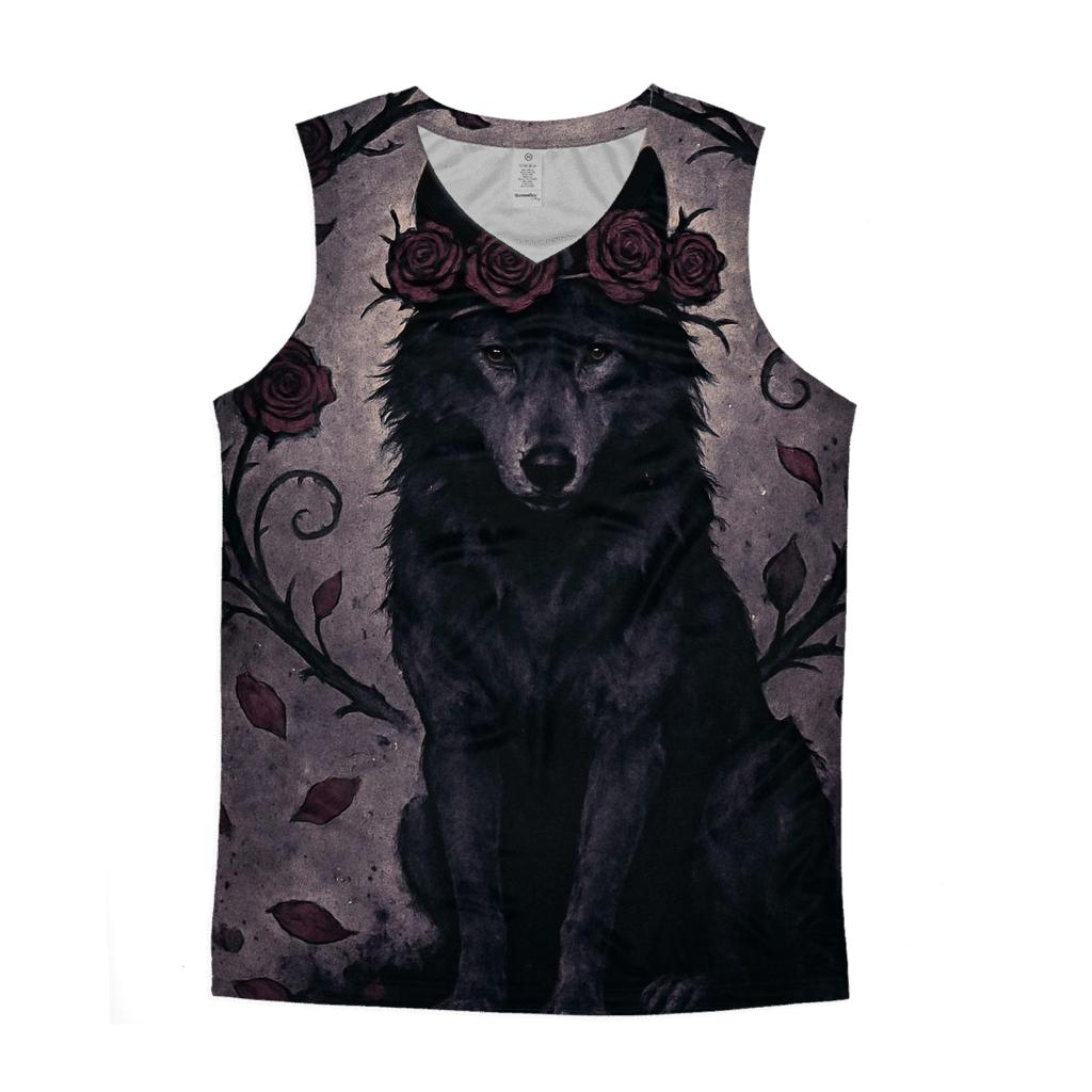Midnight Garden Thorn Crown Wolf casual summer tank tops