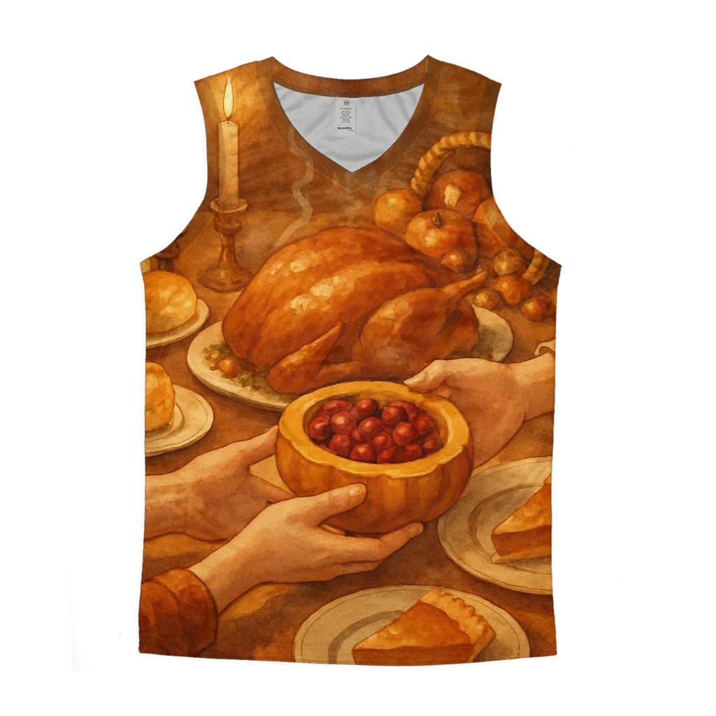 Candle Glow Gratitude Table Still Life graphic print tank tops