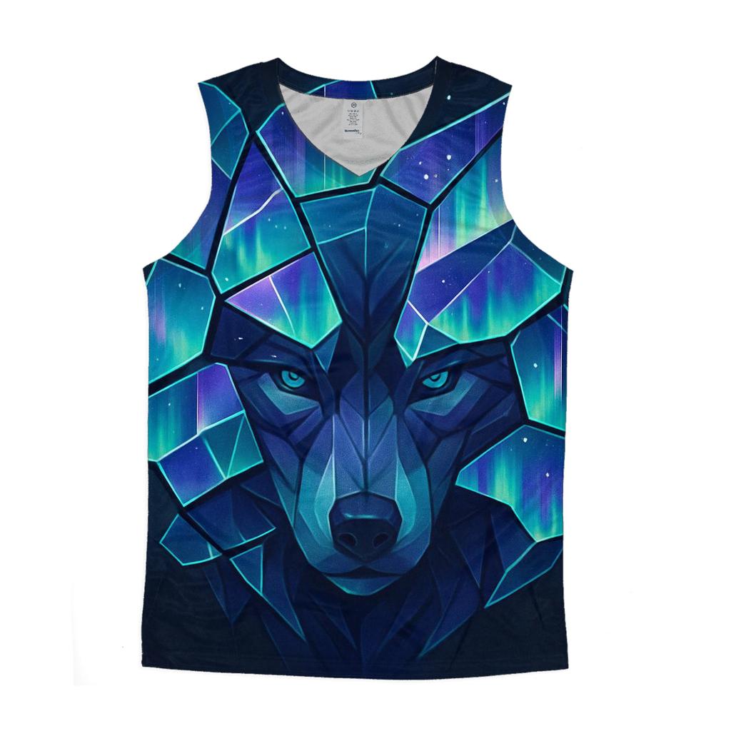 Shattered Aurora Wolf Mask trendy fitted tank tops