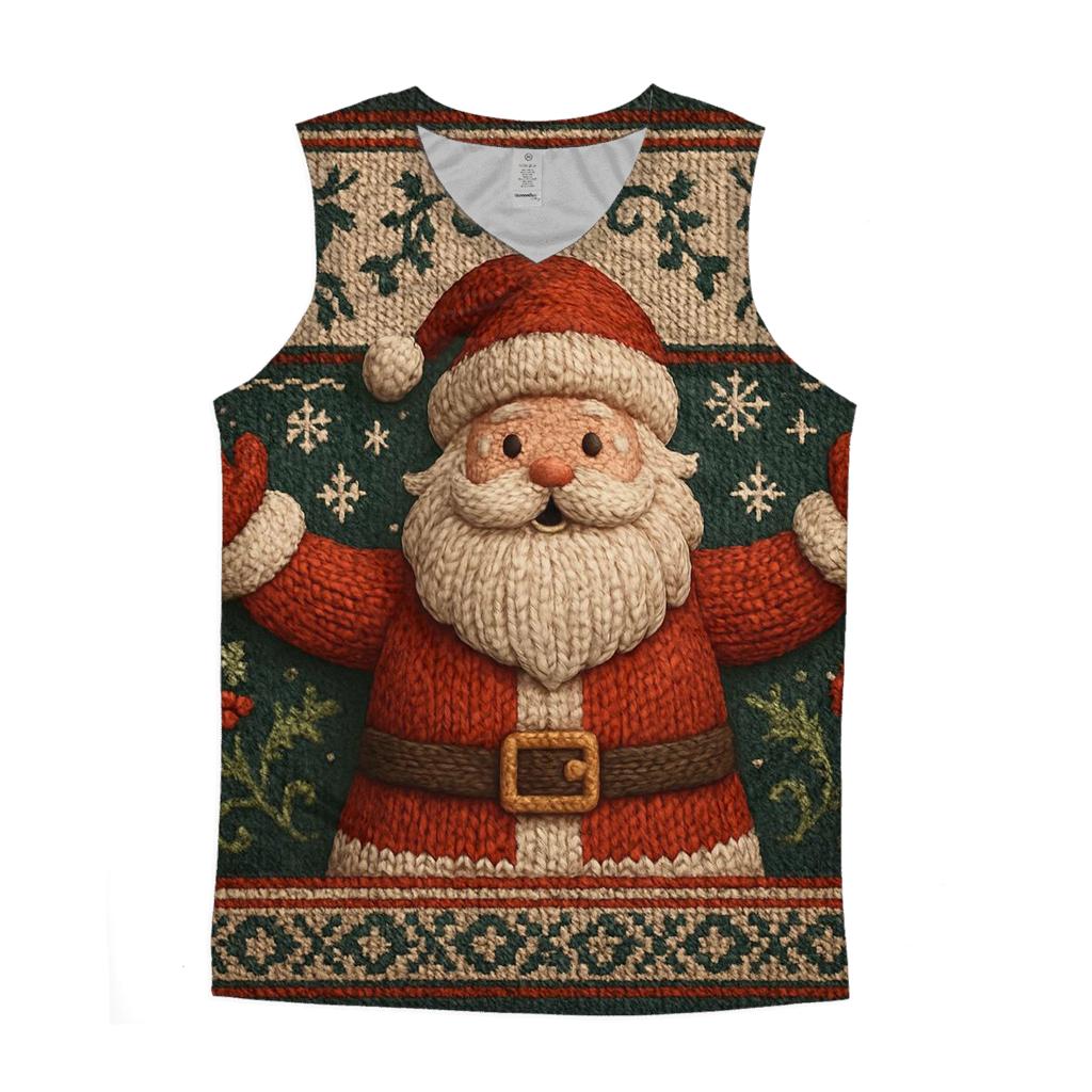 Knitted Pattern Blizzard Santa graphic print tank tops