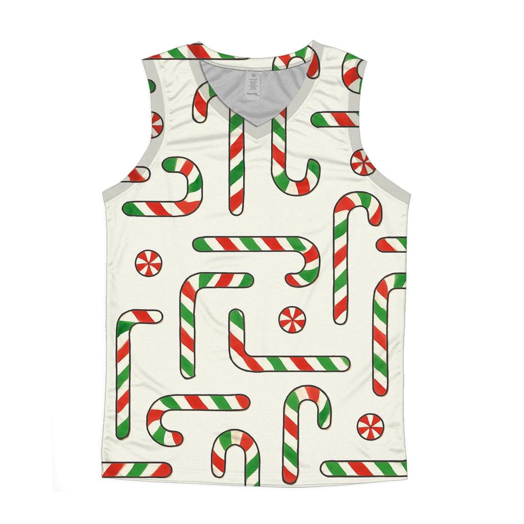 Green Candy Cane Stripe Grid On Light Gray Background cotton sleeveless tops