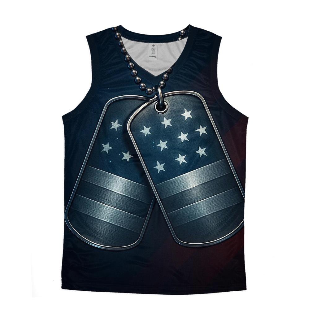 Dog Tags Over Star Field Reflections designer workout tanks