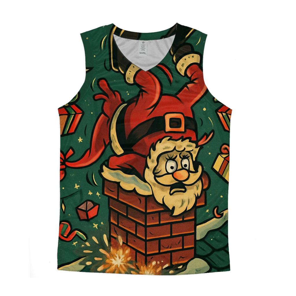 Santa Stuck In Chimney With Rocket Boots custom tank tops