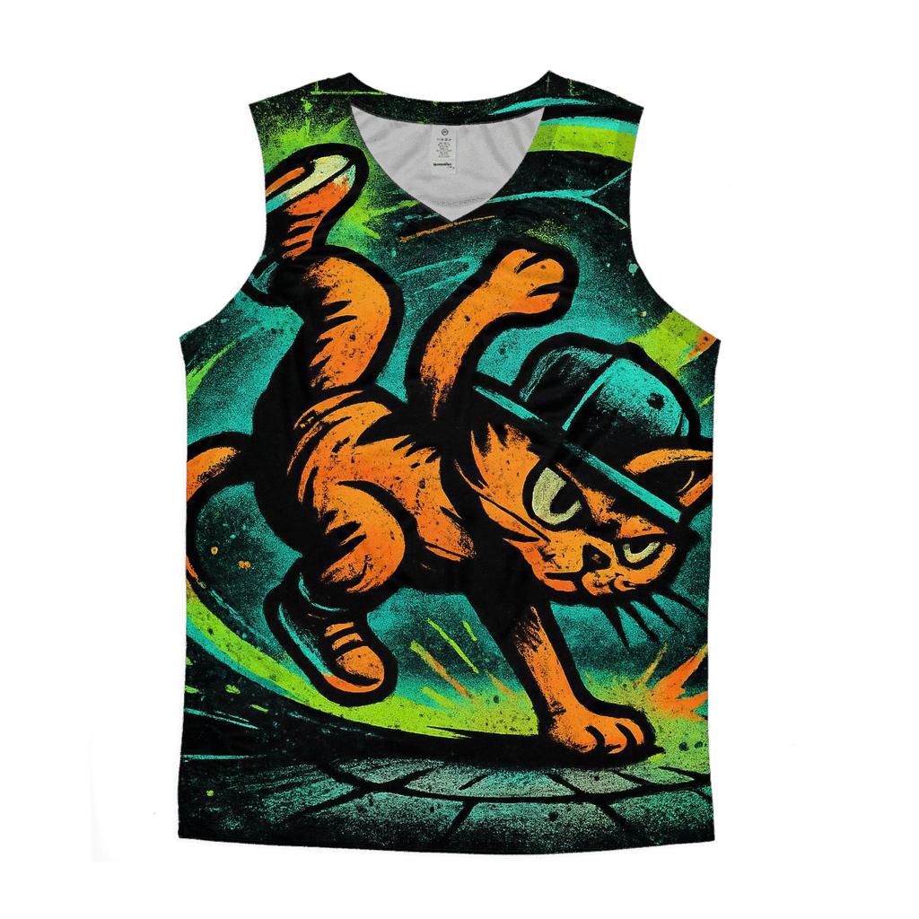 Graffiti Meteor Breakdance Cat casual summer tank tops