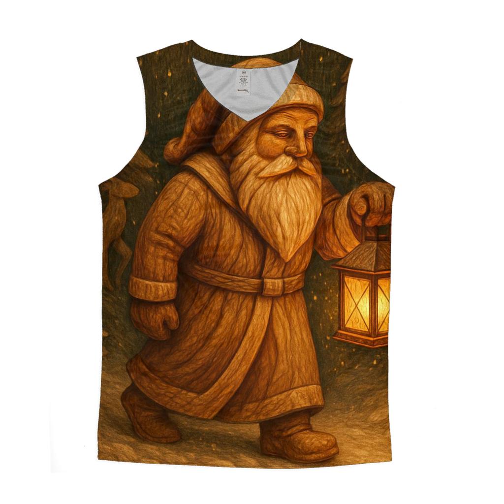 Vintage Wood Carved Santa Lantern custom tank tops