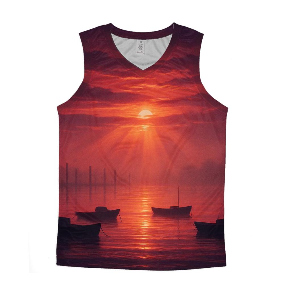 Crimson Cloud Harbor Drift cotton sleeveless tops