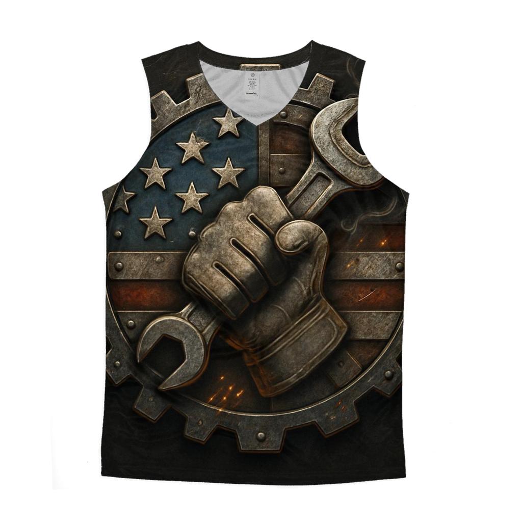 Rustbelt Gearwork Flag trendy fitted tank tops