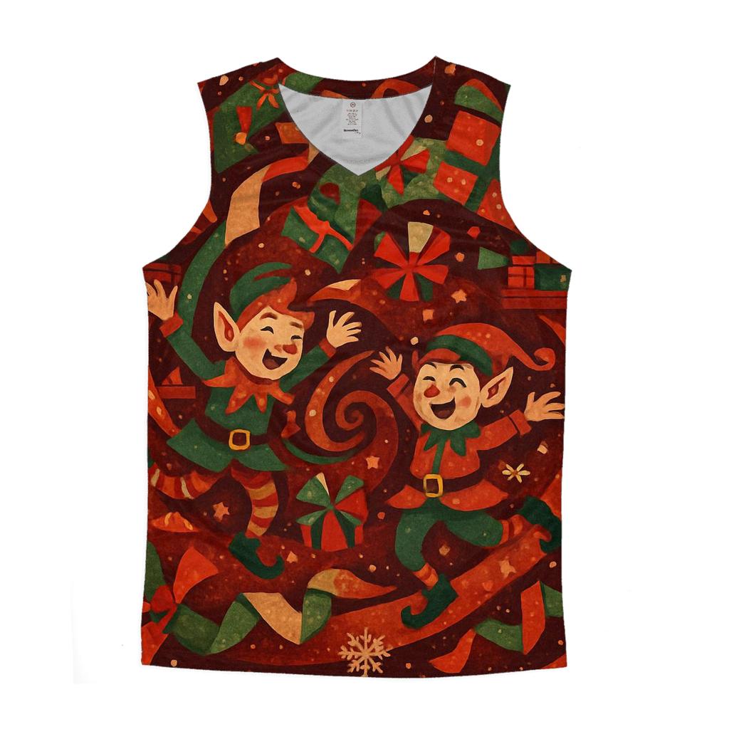 Elf Workshop Gift Wrap Tornado personalized athletic tanks