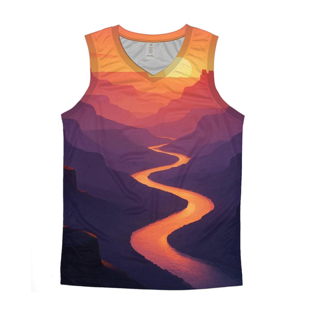 Sunset Canyon Ribbon River designer workout tanks