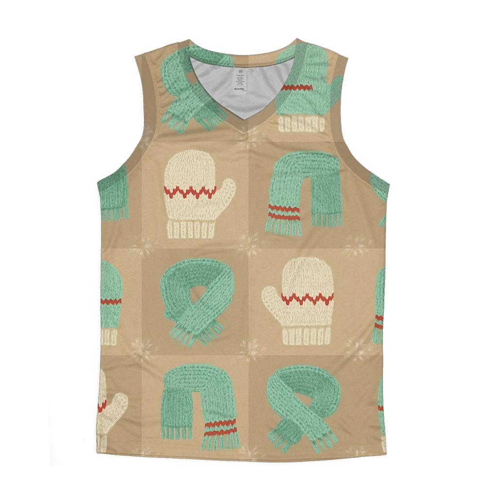 Mint Mitten And Scarf Checkerboard On Beige Background designer workout tanks