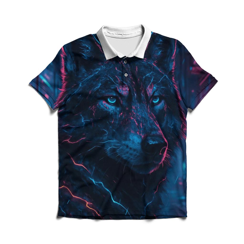 Neon Rain Wolf Of The Glass District branded logo polo shirts