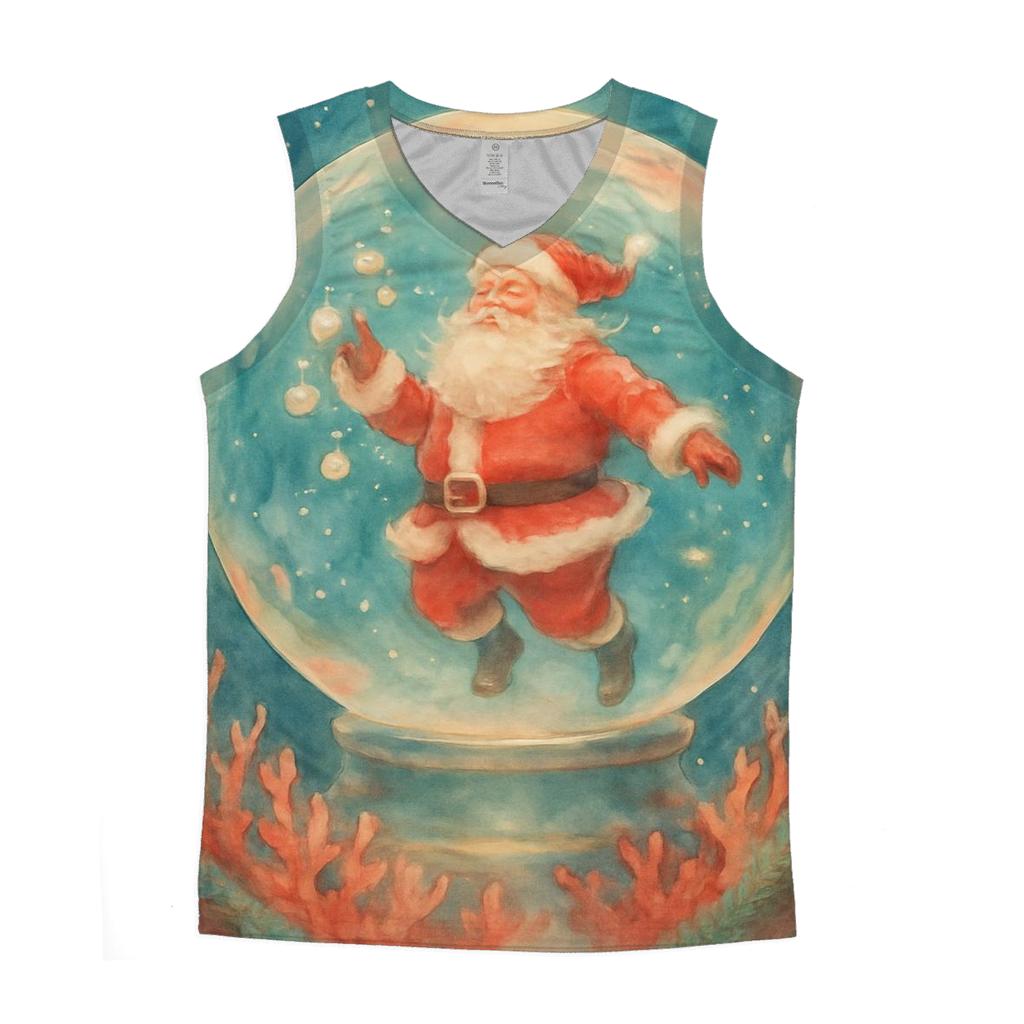 Undersea Santa In Coral Snowglobe designer workout tanks