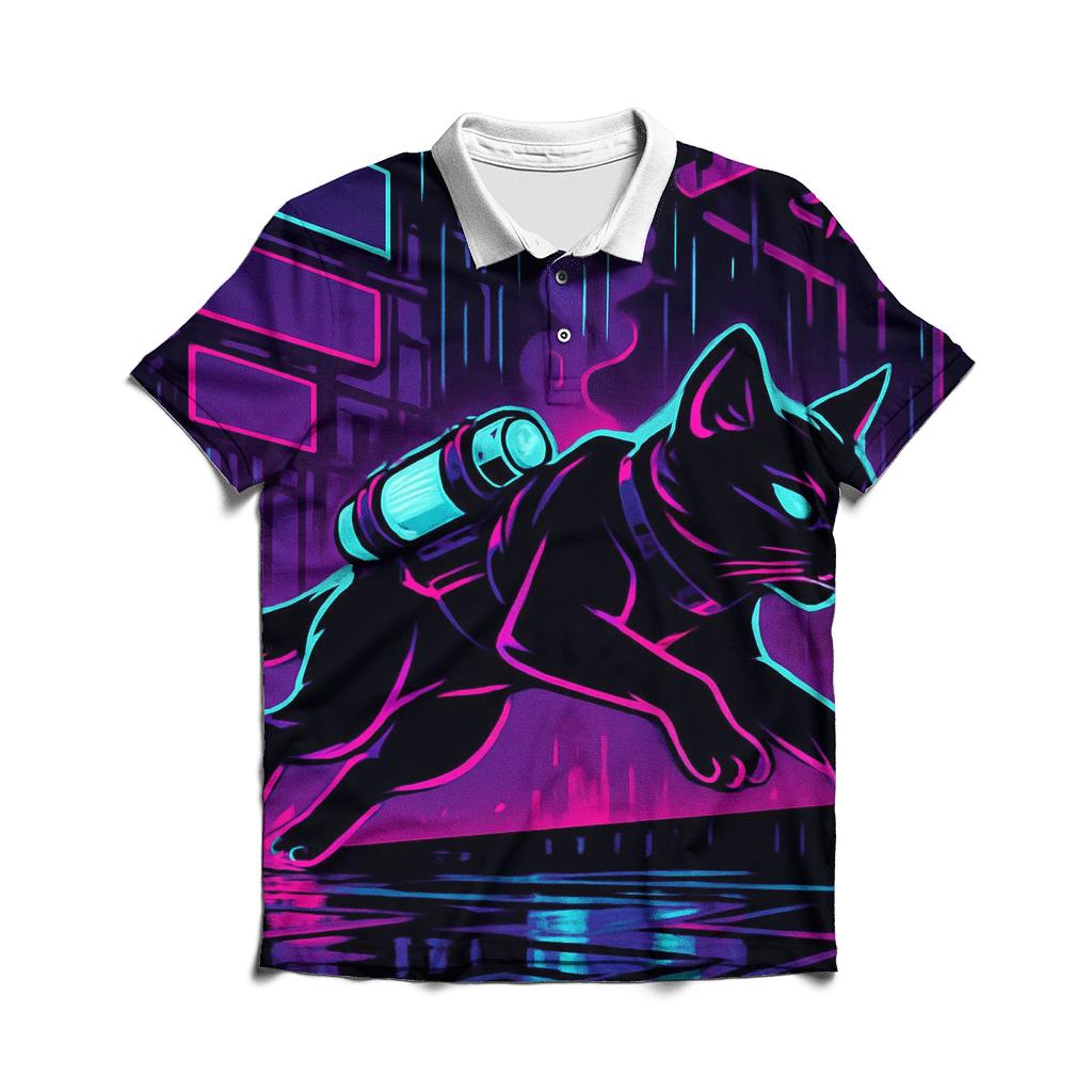 Neon Alley Courier Cat stylish collar polo tees