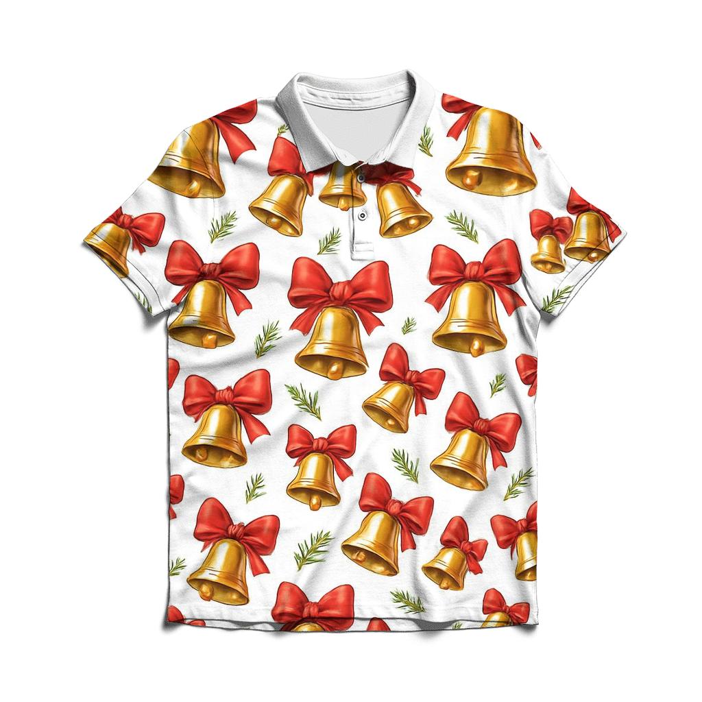 Gold Bell Chevron Cadence On White Background premium cotton polo shirts