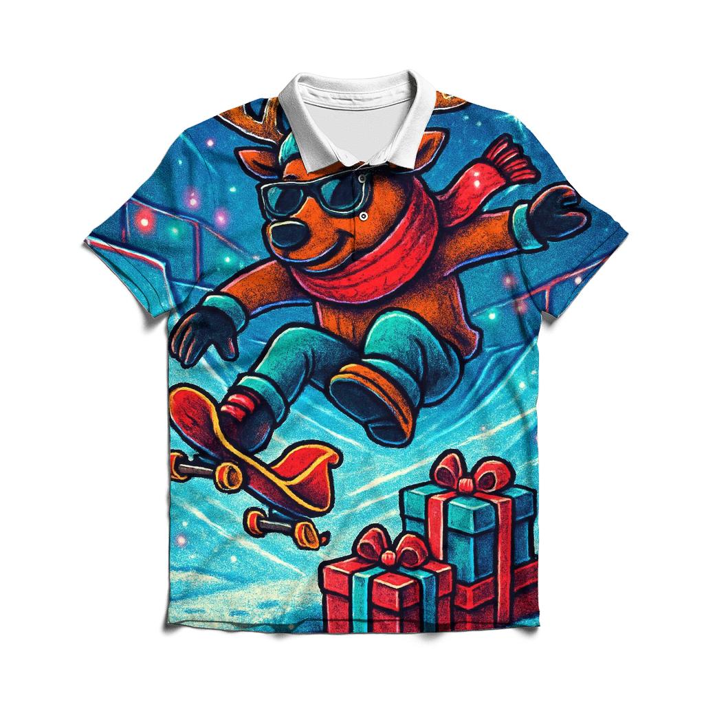 Reindeer Skatepark Sleigh Flip stylish collar polo tees