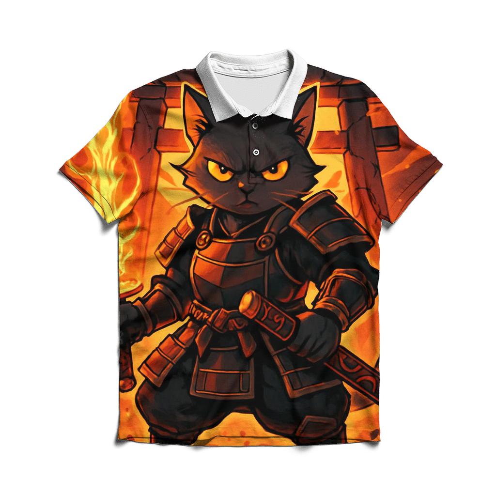 Solar Forge Samurai Cat designer slim fit polos