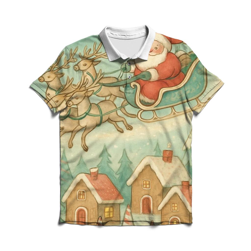 Storybook Sleigh Over Sugar Pines designer slim fit polos