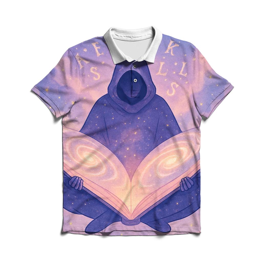 Library Of Spinning Galaxies custom polo shirts