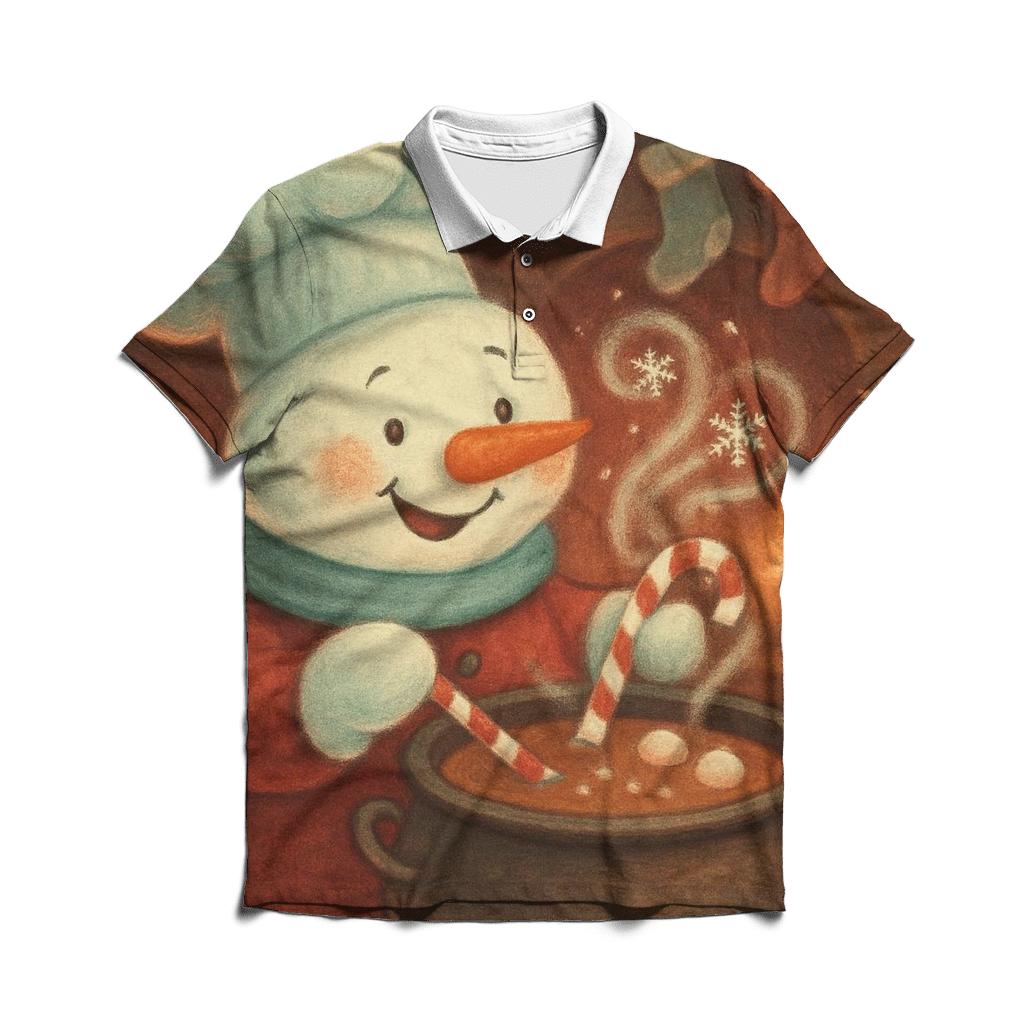 Snowman Soup Chef At The Fireplace casual sports polo shirts