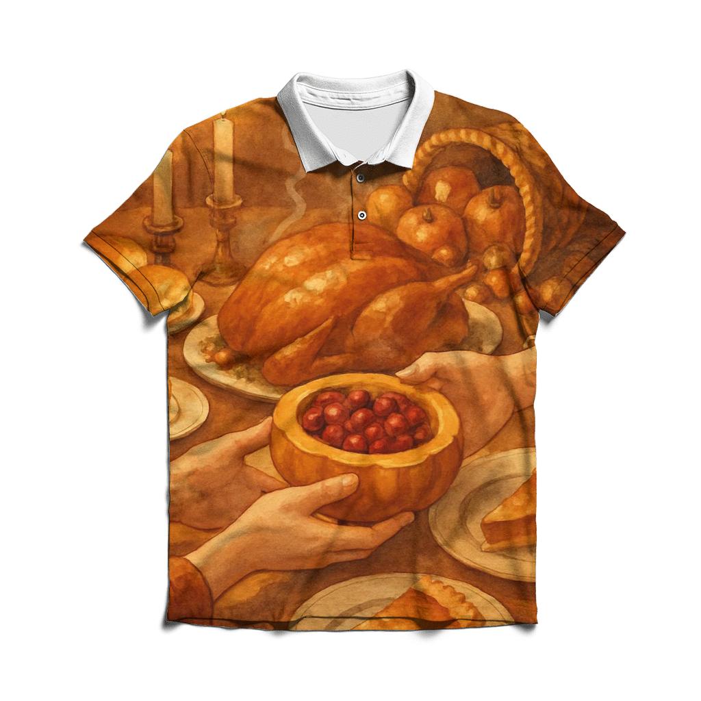 Candle Glow Gratitude Table Still Life branded logo polo shirts
