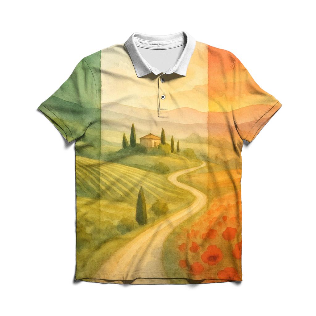 Watercolor Fields Italy personalized polo shirts