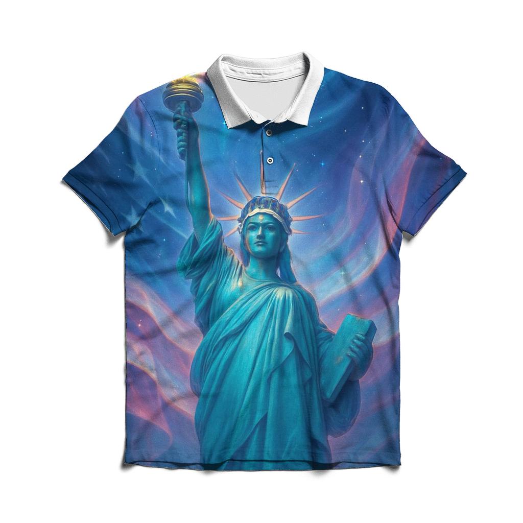 Liberty Crown Aurora Flag designer slim fit polos