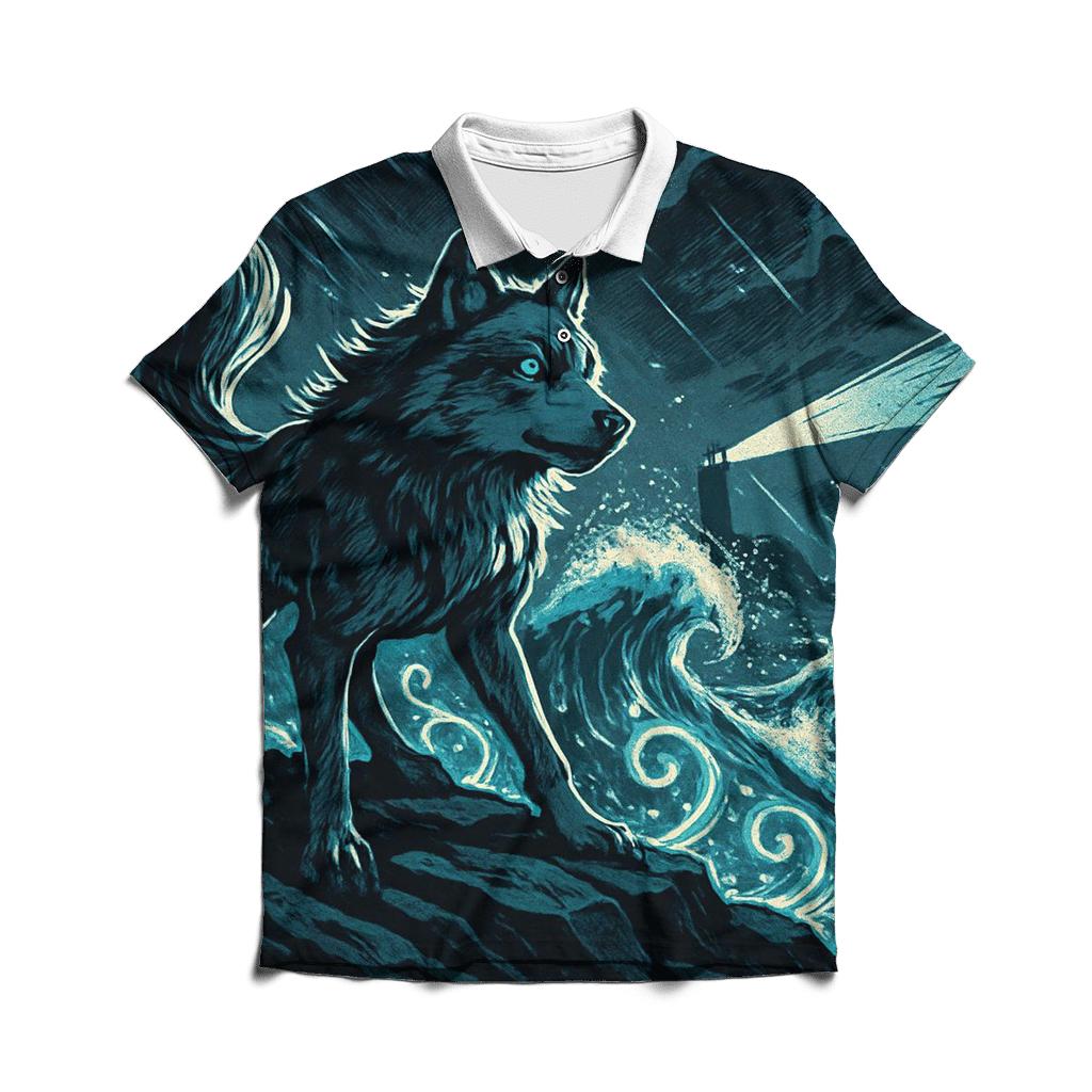 Runic Tide Wolf On The Storm Shore classic pique polos