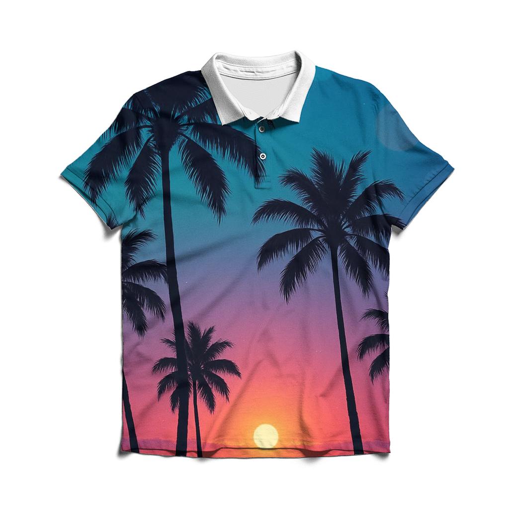 Palm Shadow Serenade stylish collar polo tees