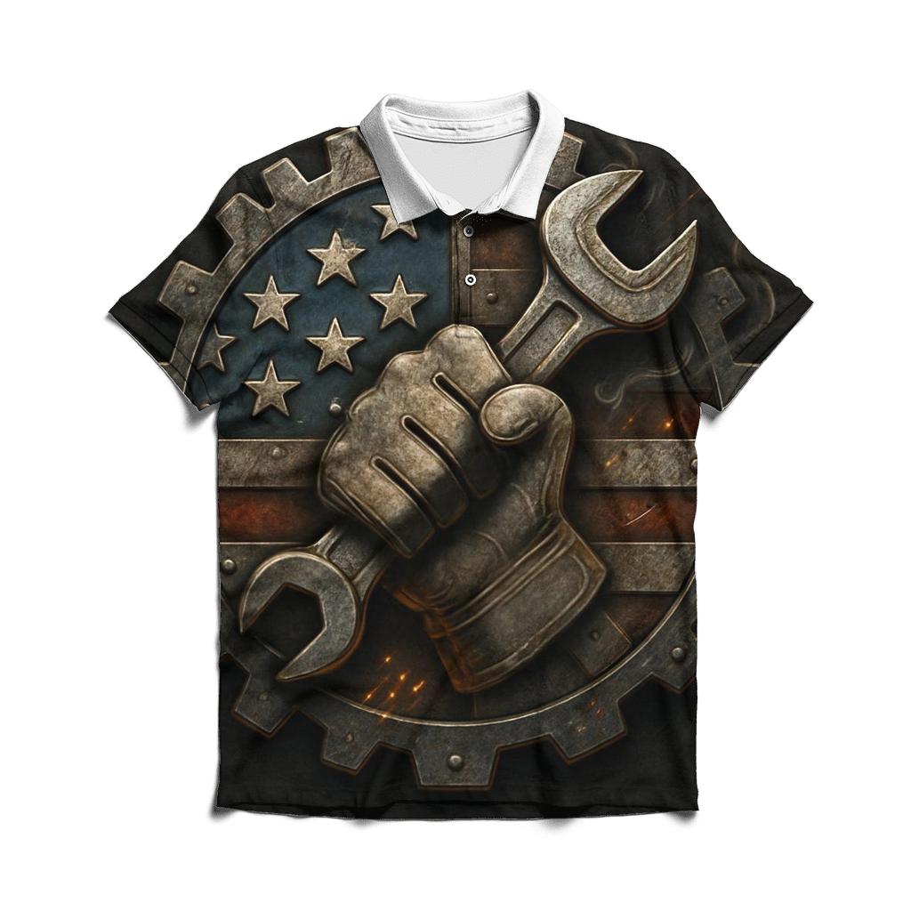 Rustbelt Gearwork Flag branded logo polo shirts