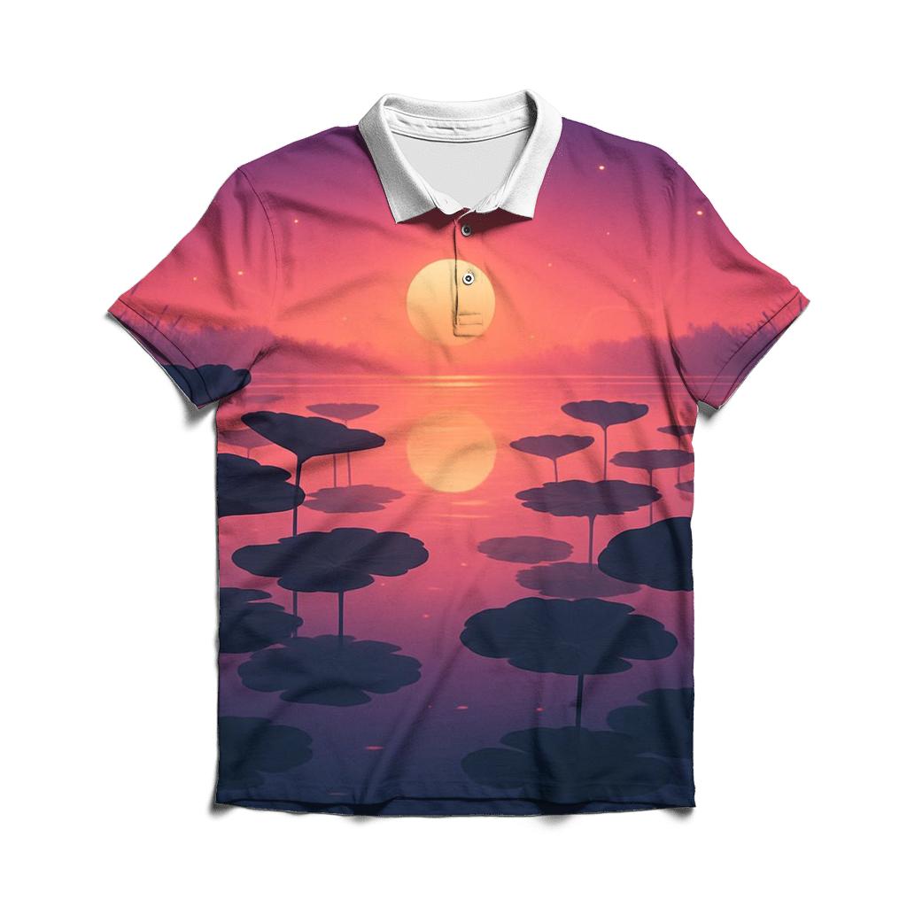 Indigo Lotus Lake Sunset branded logo polo shirts