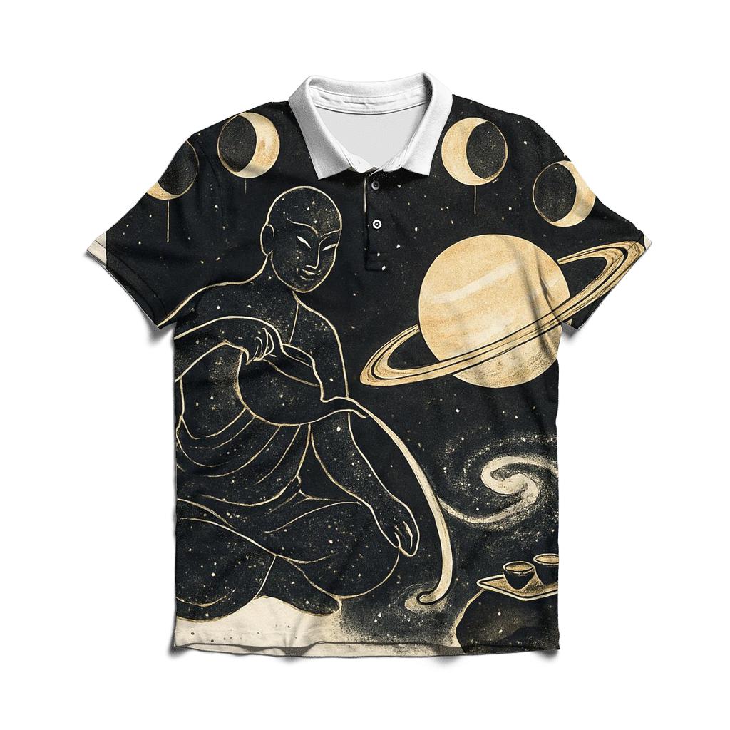 Midnight Orbital Tea Ceremony embroidered polo tops