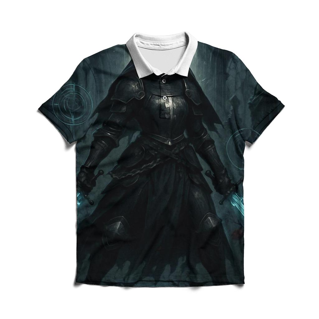 Chained War Nun With Spectral Blades stylish collar polo tees