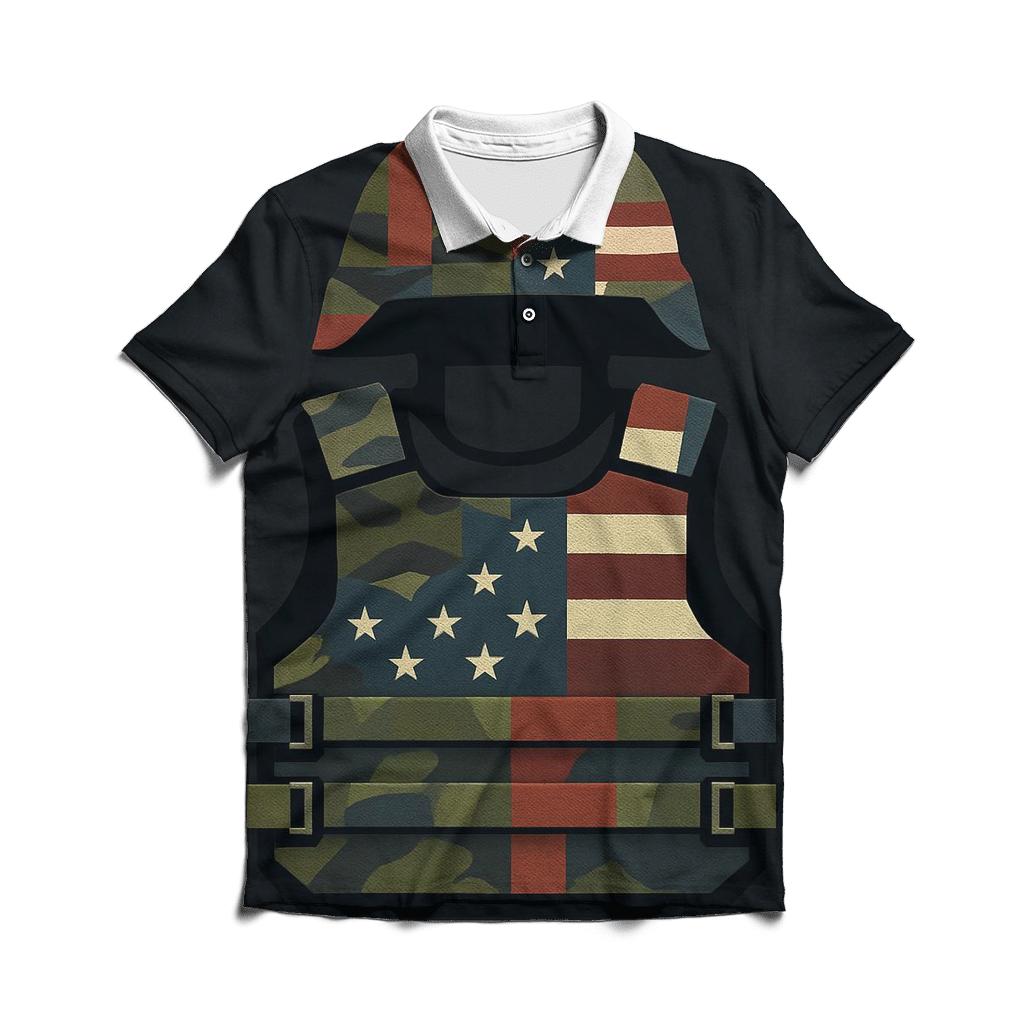 Camouflage And Stripes Armor Mosaic personalized polo shirts