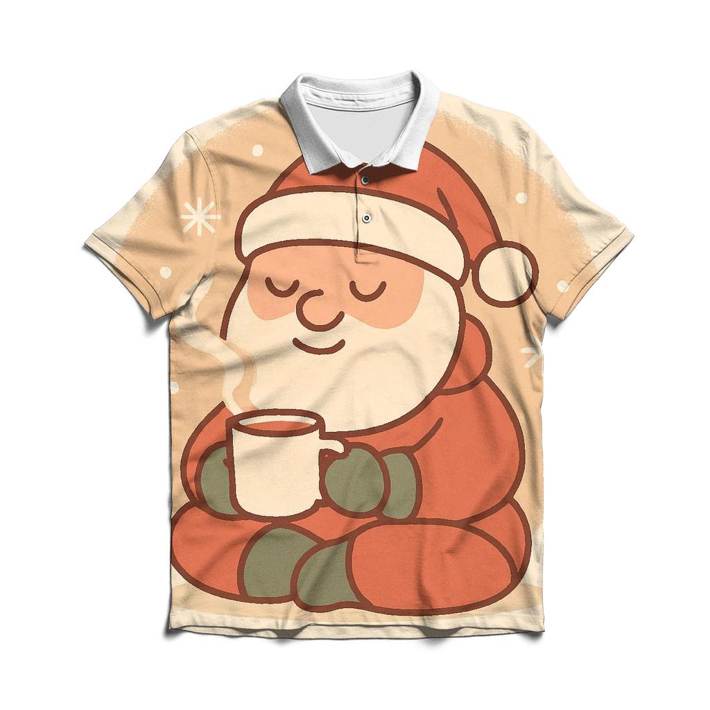 Minimal Cozy Santa Mug Moment embroidered polo tops