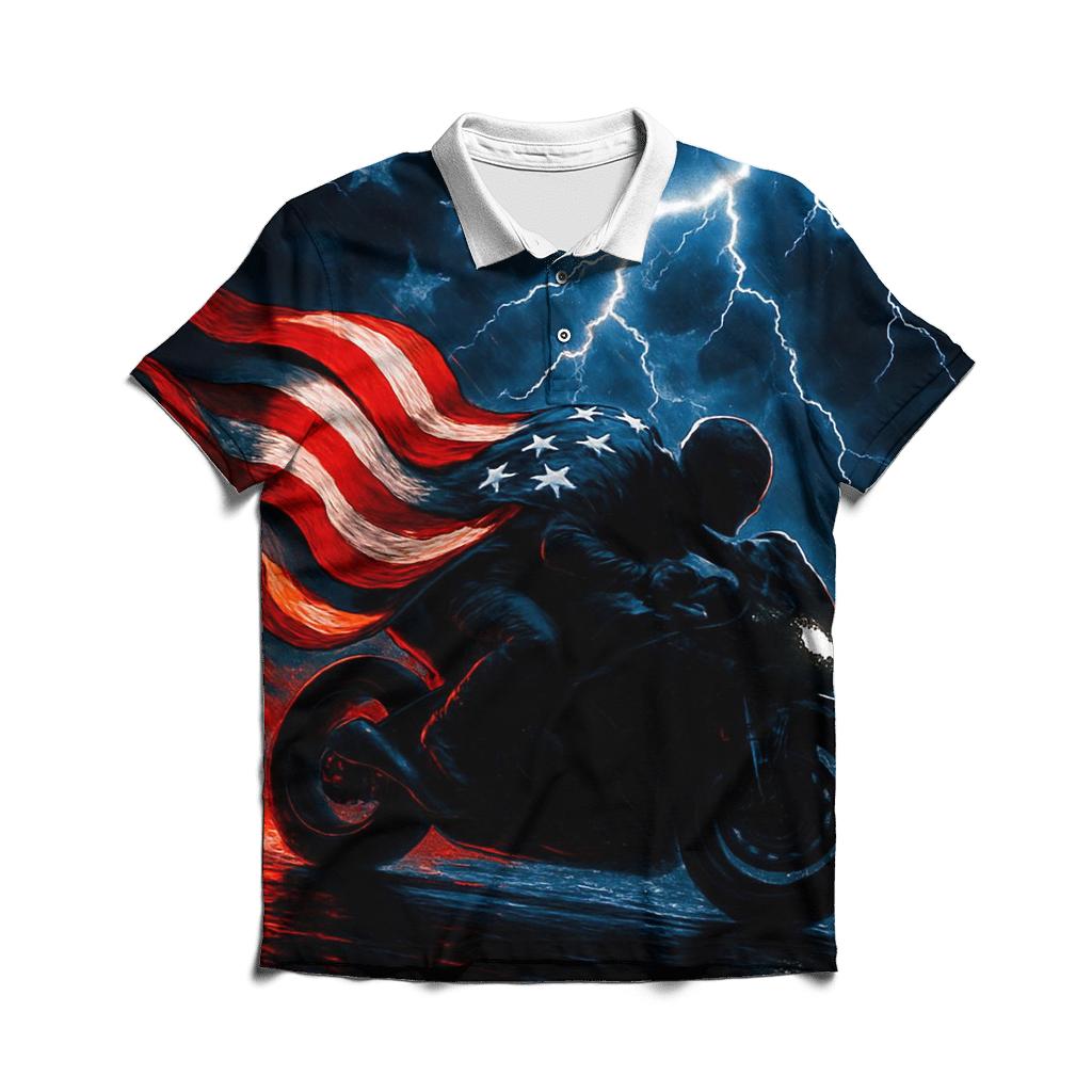 Storm Rider Flag Lightning custom polo shirts