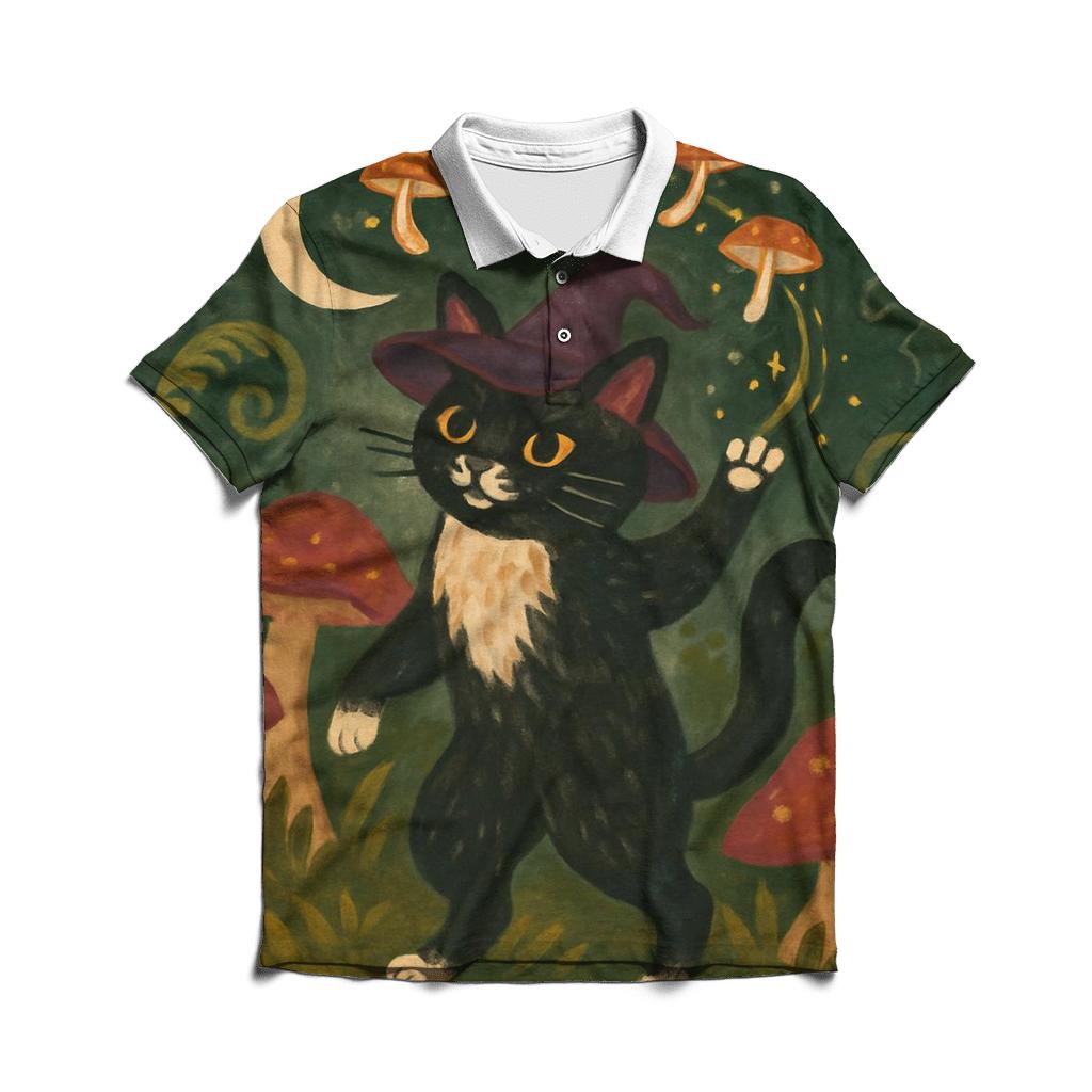 Mushroom Grove Spellcat casual sports polo shirts