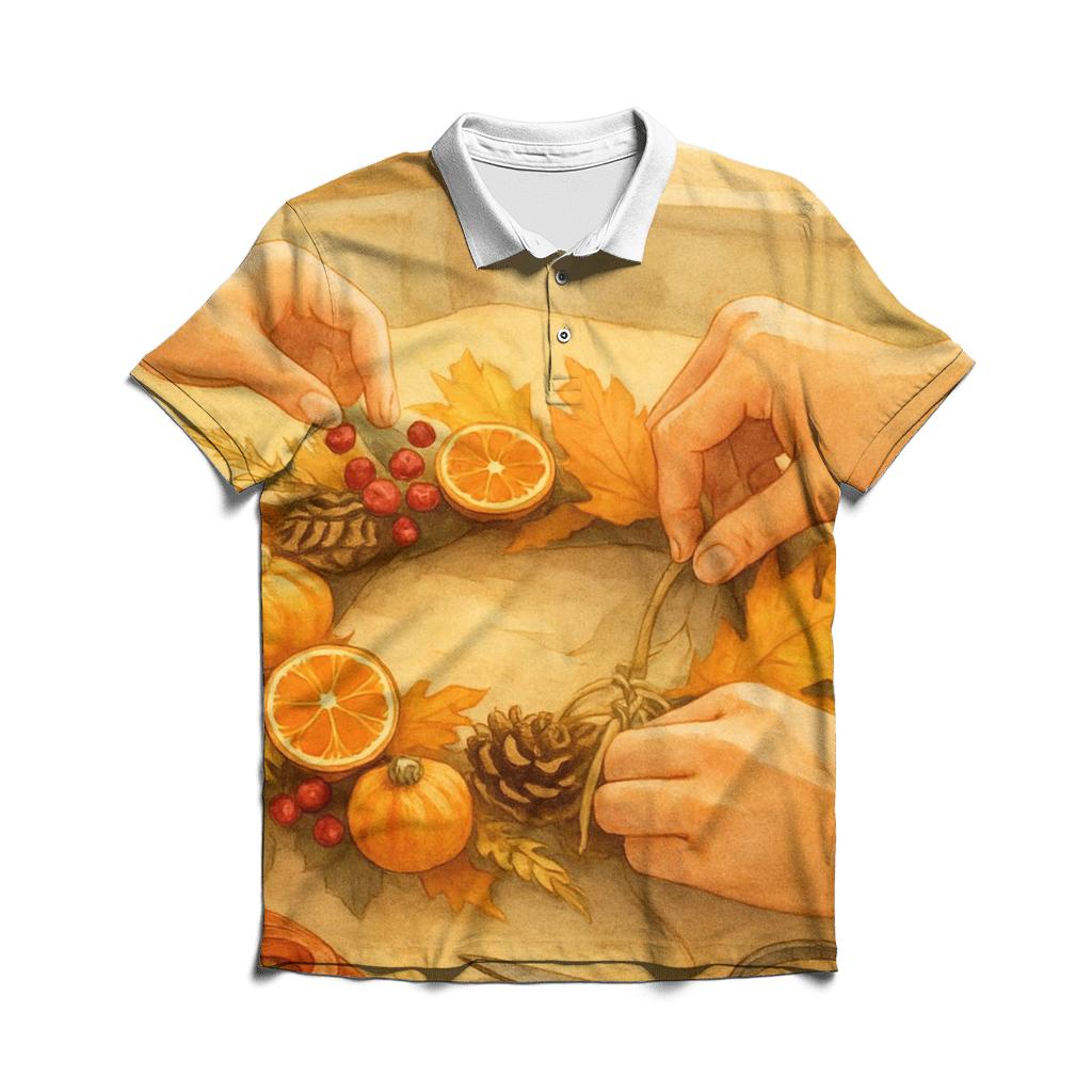 Autumn Wreath Workshop Tabletop premium cotton polo shirts